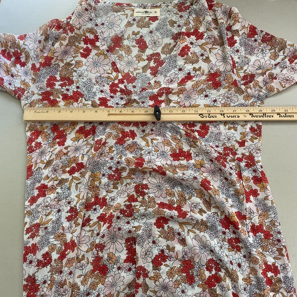 Natural Life Maxi Dress Medium Sheer Retro Floral Tiered Bell Boho Cottagecore - Picture 8 of 12